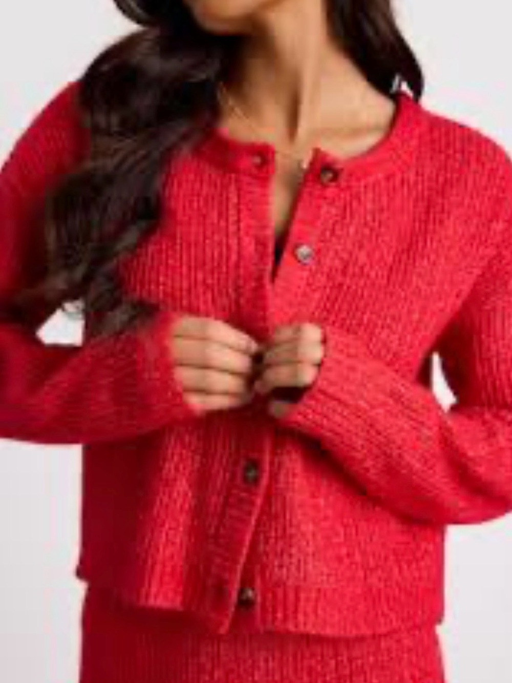 Lulu's Vibrant Red Chunky Knit Button Cardigan
